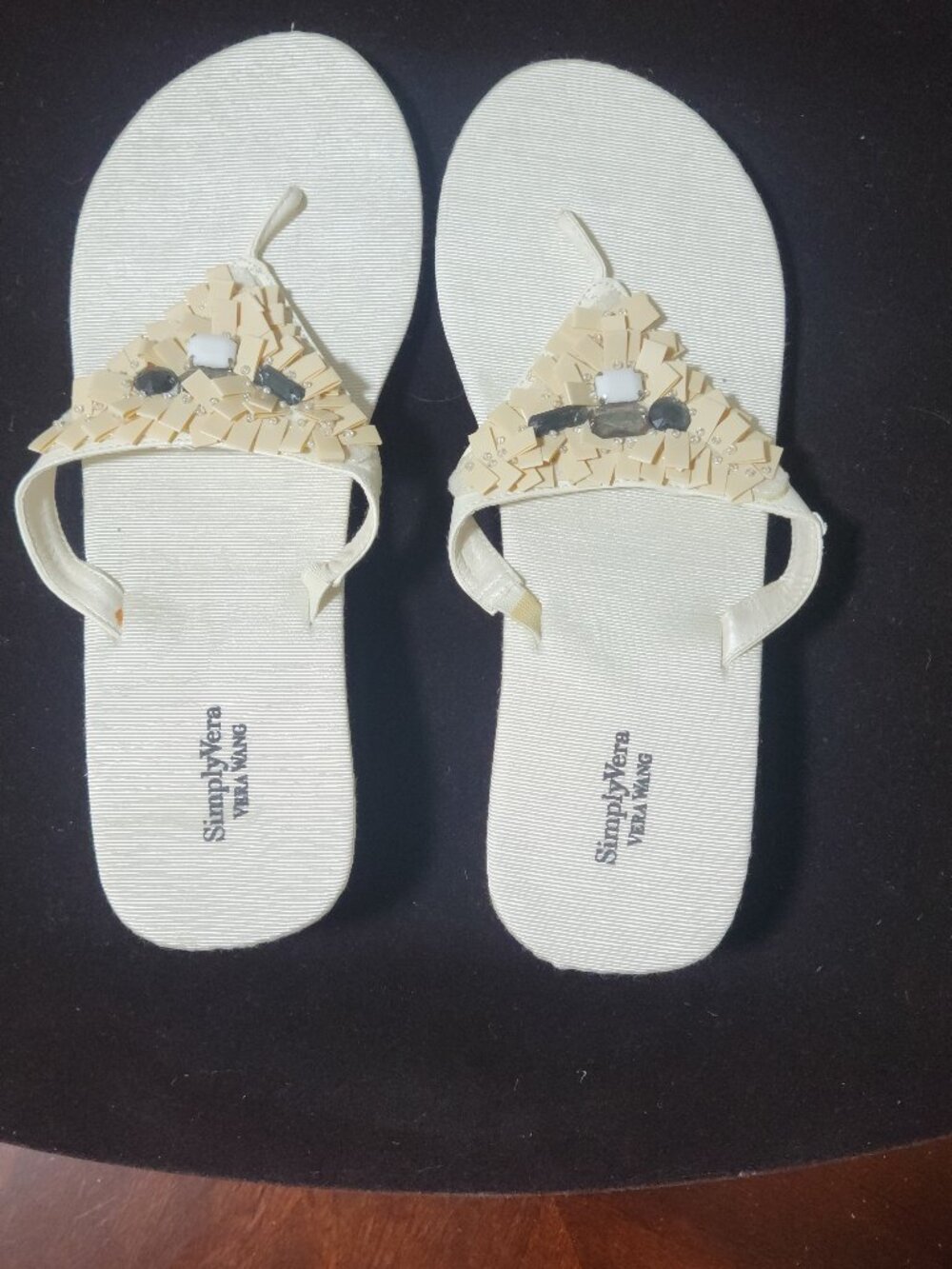 Simply Vera Vera Wang  Ivory Thong Style Wedge Flop [Item #SST02]